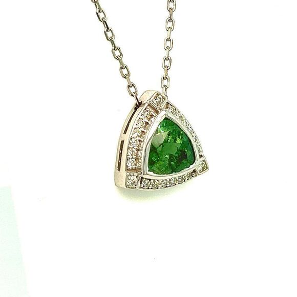 Natural Tourmaline Diamond Pendant Necklace 17" 14k WG 2.49 TCW Certified 308485 - Picture 5 of 16